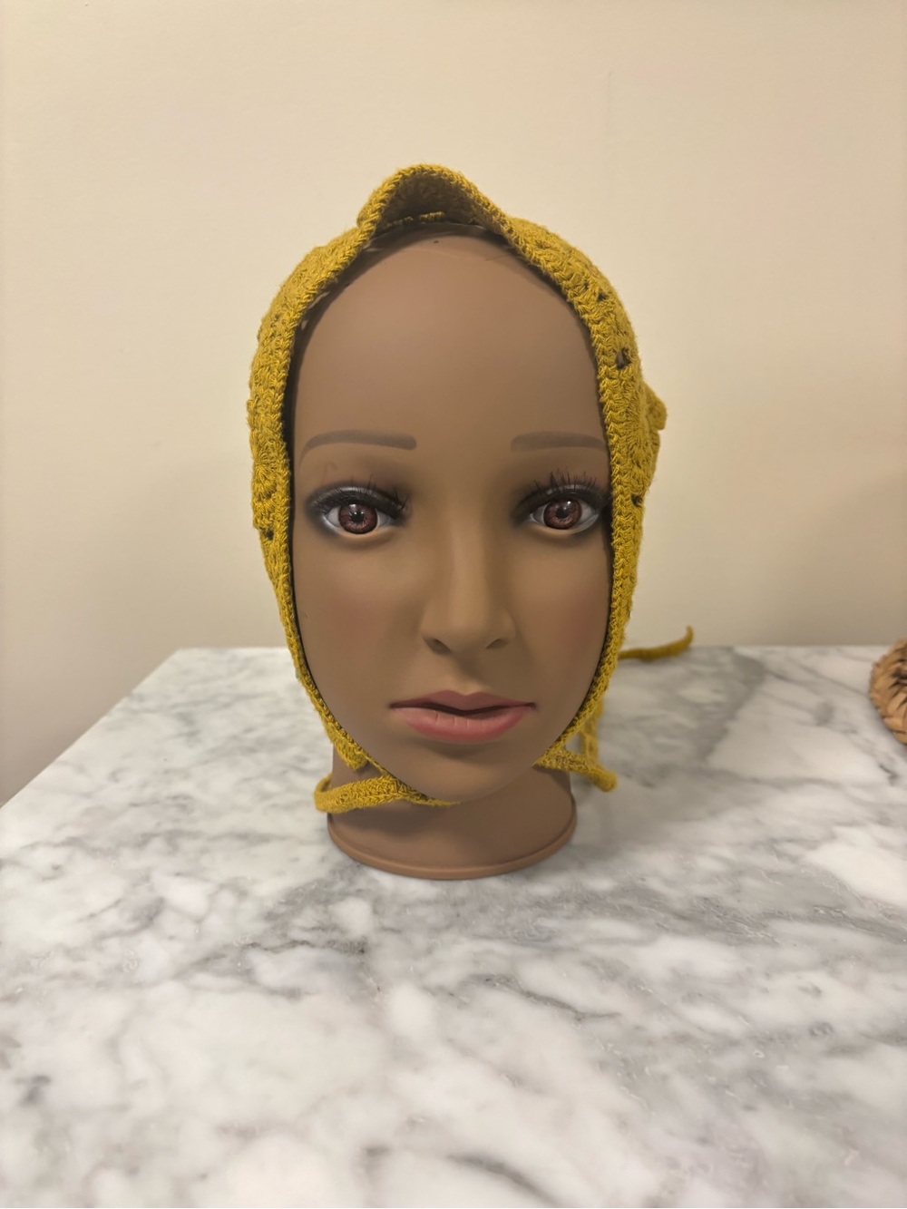 Mustard Yellow Crochet multi purpose Bonnet
